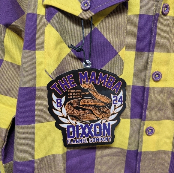 Dixxon The Mamba Kobe Bryant Flannel Mens Button Down Plaid Size Small New Tags - Picture 6 of 10